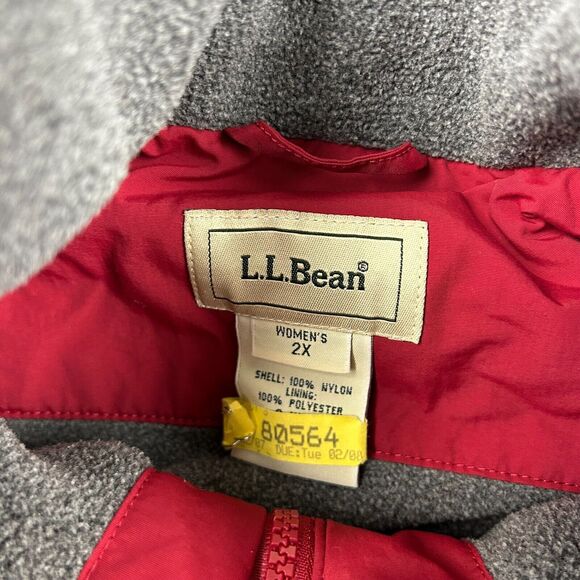 Vintage L.L. Bean Vest Women's 2X Red Fleece Lined Plus Size Nylon‎ Full Zip - Picture 4 of 7